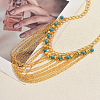 Bohemian Iron and Synthetic Turquoise Multi-Layered Tassel Bib Necklaces for Women IX0795-2