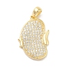 Brass Micro Pave Clear Cubic Zirconia Pendants KK-Z073-21G-1