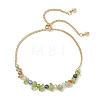 Natural Peridot Chip & Cubic Zirconia Bead Slider Bracelets for Women BJEW-JB13284-2