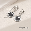 Stainless Steel Flat Round with Hollow Heart Hoop Earrings Daily Holiday Accessories OM1741-2-8