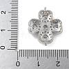 Rack Plating Brass Clear Cubic Zirconia Clover Connector Charms KK-A234-037P-3