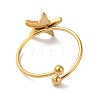 Ion Plating (IP) 304 Stainless Steel Starfish Open Cuff Rings for Women RJEW-M167-08A-G-3