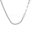 Rhodium Plated 925 Sterling Silver Pave Clear Cubic Zirconia Paperclip Chain Necklaces for Women NJEW-Q342-10P-1