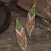 Bohemian Style Gradient Glass Beads Tassel Earrings QE2744-2