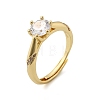 Brass Micro Pave Clear Cubic Zirconia Finger Rings for Women RJEW-U049-05G-4
