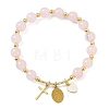 Natural Rose Quartz Round Beads Stretch Bracelets BJEW-JB14147-01-3