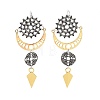 Alloy Moon Phase & Donut & Kite Dangle Earrings EJEW-B015-04-1