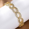 Brass Micro Pave Clear Cubic Zirconia Curb Chain Bracelets for Women BJEW-A034-04A-G-2