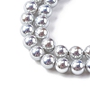 UV Plating Pearlized Glass Pearl Beads Strands GLAA-F128-01A-T12-3