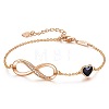 Infinity & Heart 925 Sterling Silver Pave Cubic Zirconia Link Bracelets FS-WGF63DC-08-1