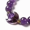 Moon and Star Natural & Synthetic Mixed Gemstone Beaded Stretch Bracelet for Women G-G997-B-4