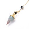 Resin Hexagonal Pointed Dowsing Pendulums(Brass Finding and Gemstone Inside) G-L521-A05-3