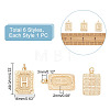 6Pcs 6 Style Brass Pendants KK-AR0003-66-2