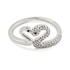 304 Stainless Steel Cubic Zirconia Open Cuff Ring for Women RJEW-S406-05P-03-2