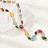Brass Pave Colorful Cubic Zirconia Geometric Link Chain Necklaces NJEW-C111-03C-2