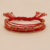 Bohemian Cylinder Glass Seed Beaded Multi-strand Braided Bead Bracelets GU1011-2-1