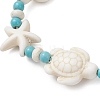 Starfish & Turtle Synthetic Turquoise Beads Braided Bead Bracelets for Women BJEW-JB12130-03-3