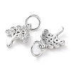 Rack Plating Brass Micro Pave Clear Cubic Zirconia Charms KK-D097-05P-2