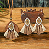 Bohemian Alloy & Wood Pendant Necklaces & Tassel Dangle Earrings Sets WG0AFF1-03-1