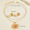 Vintage Brass Flower Stud Earrings & Pendant Necklaces Sets for Women NK5083-6