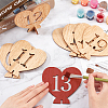 Heart Wooden Table Number 1-20 with Base DJEW-WH0033-61-3