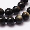 Natural Golden Sheen Obsidian Beads Strands G-D838-8mm-05-3