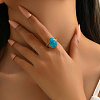 Stylish French Synthetic Turquoise Oval Ring for Women AP1026-2