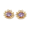 Brass Pave Cubic Zirconia Beads KK-A286-15G-02-1