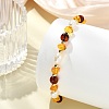Natural Amber & Cultured Freshwater Pearl Beaded Stretch Bracelets for Women BJEW-JB13699-02-2