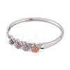 Brass Pave Colorful Cubic Zirconia Hinged Bangles for Women BJEW-S147-32P-C-2