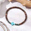 Cross Natural Coconut & Synthetic Turquoise Beads Stretch Bracelets for Men BJEW-JB11389-01-1