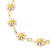 Brass Enamel Daisy Link Bracelets BJEW-JB05674-2