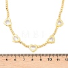 Brass Pave Clear Cubic Zirconia Heart Round Beaded Bib Necklaces for Women NJEW-F364-05G-5