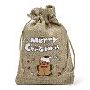 Christmas Printed Burlap Packing Pouches Drawstring Bags ABAG-Q053-02A-06-3