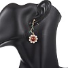 Flower 304 Stainless Steel Cubic Zirconia Dangle Stud Earrings EJEW-TA00800-03-3