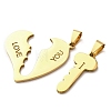 Valentine's Day 201 Stainless Steel Split Pendants STAS-F368-09G-2