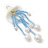 Glass Seed Beaded Jellyfish Pendants PALLOY-MZ00571-03-3