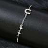 Brass Micro Pave Clear Cubic Zirconia Link Bracelets BJEW-E114-01D-P-1
