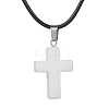 Natural White Jade Cross Pendant Necklaces NJEW-JN04624-05-1