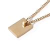 Titanium Steel Initial Letter Rectangle Pendant Necklace for Men Women NJEW-E090-01G-18-3
