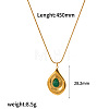 Dyed Green Natural Gemstone Flower Teardrop Pendant 304 Stainless Steel Chain Necklaces for Women FS-WG9E461-06-1