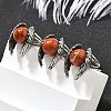 Natural Red Jasper Wings Adjustable Rings RJEW-K241-04AS-10-2