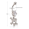Piercing Jewelry Real Platinum Plated Brass Rhinestone Pirate Style Skull Navel Ring Belly Rings AJEW-EE0001-28-2
