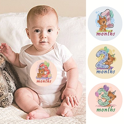 1~12 Months Number Themes Baby Milestone Stickers DIY-H127-B12-1