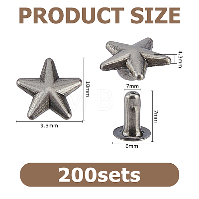 200 Bags Zinc Alloy Decorative Rivets FIND-FH0017-89-1