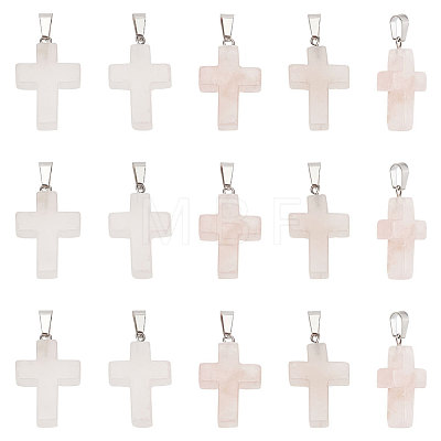 Unicraftale 16Pcs Religion Natural Rose Quartz Pendants G-UN0001-08B-1