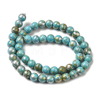 Synthetic Turquoise Dyed Camouflage Beads Strands X-G-E594-24O-A-1