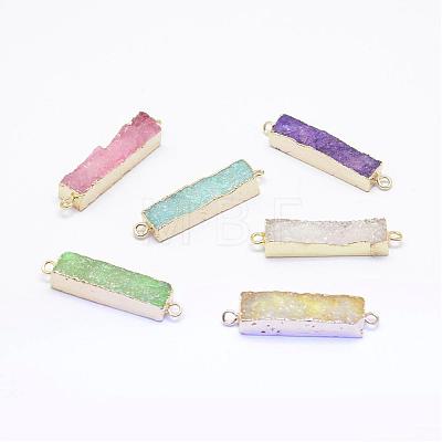 Electroplated Natural Druzy Agate Links/Connectors G-G656-02-1