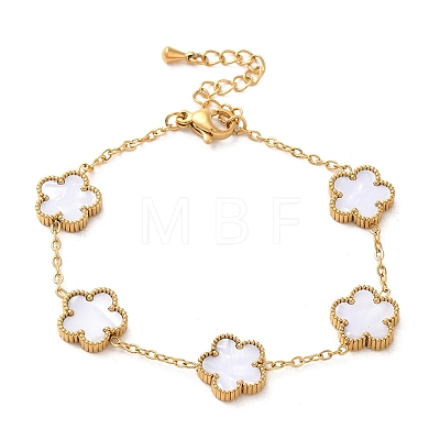 Resin Flower Link Chain Bracelet BJEW-H602-02G-1