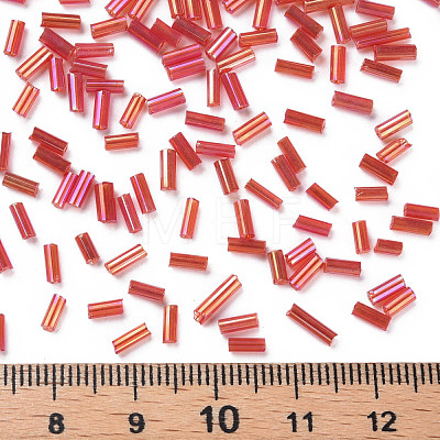 Tube AB-Color Plated Glass Bugle Beads SEED-R011-165B-1